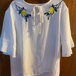 White Blouse with Yellow flower design